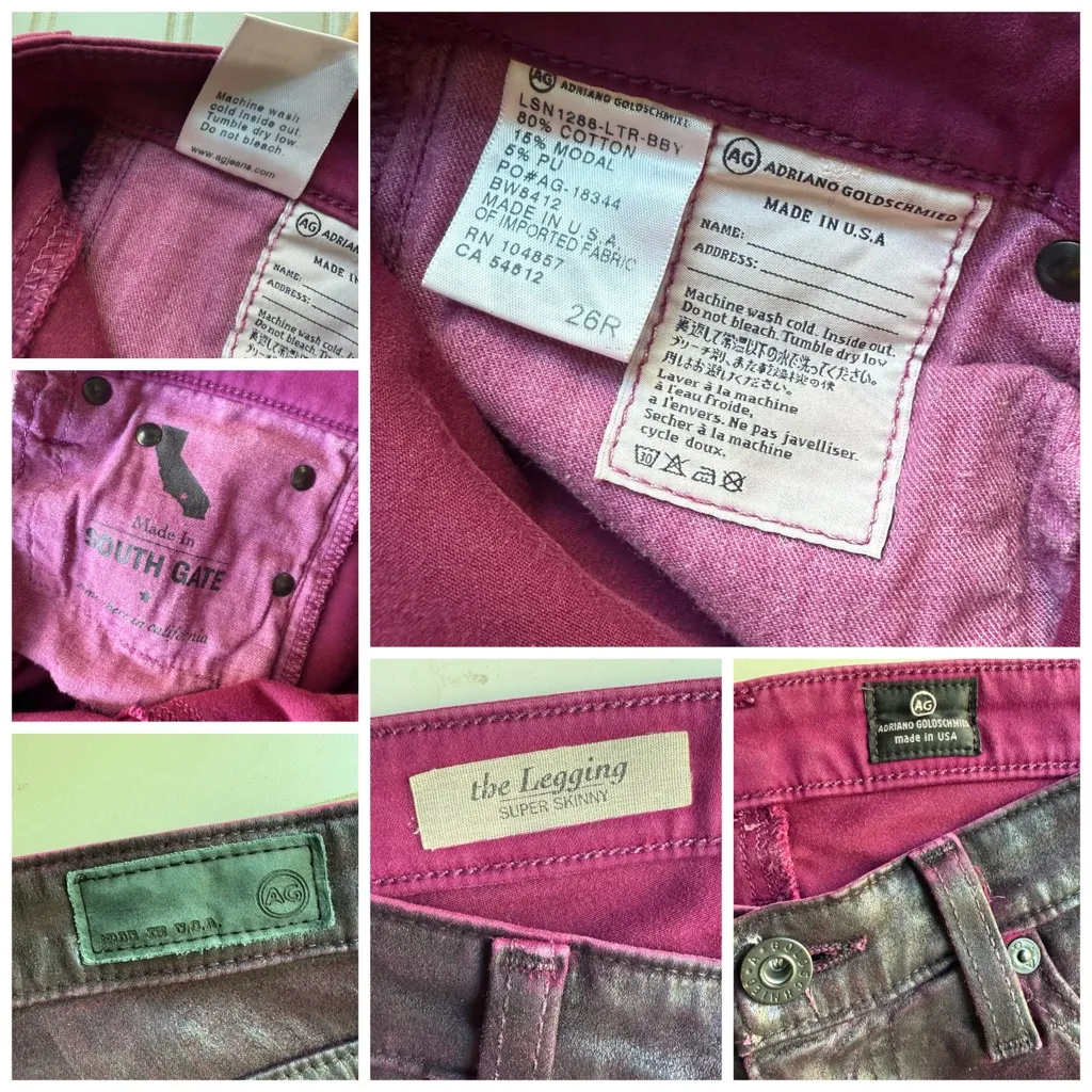 AG Adriano Goldschmied Faux Leather Legging Jegging Purple Size 26R Super Skinny - Image 5