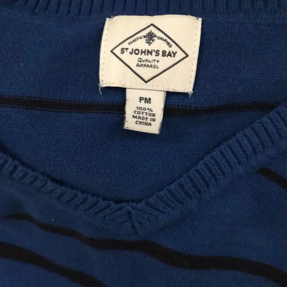 Blue black striped St Johns Bay petite med sweater - Image 4