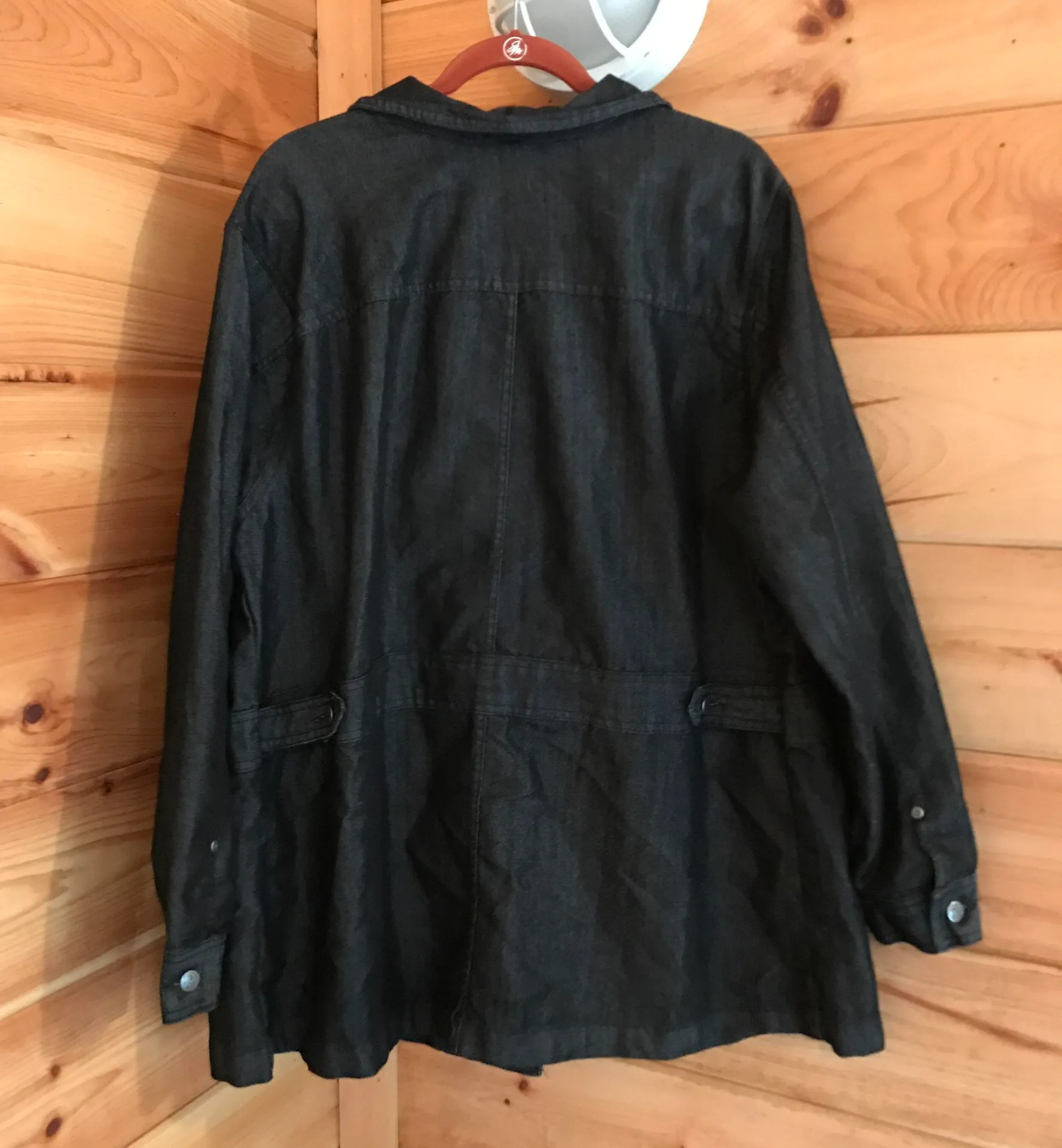 FALL ESSENTIAL DARK WASH BLACK/GREY LONG DENIM JACKET Black Size L - Image 2