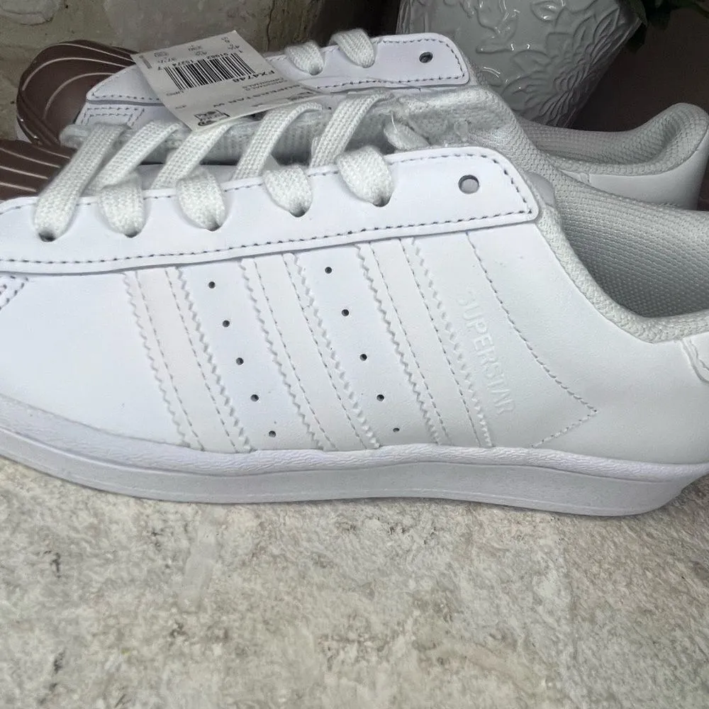 Adidas Original superstar white on white rose gold steel toe sneakers sz 6 - Image 4