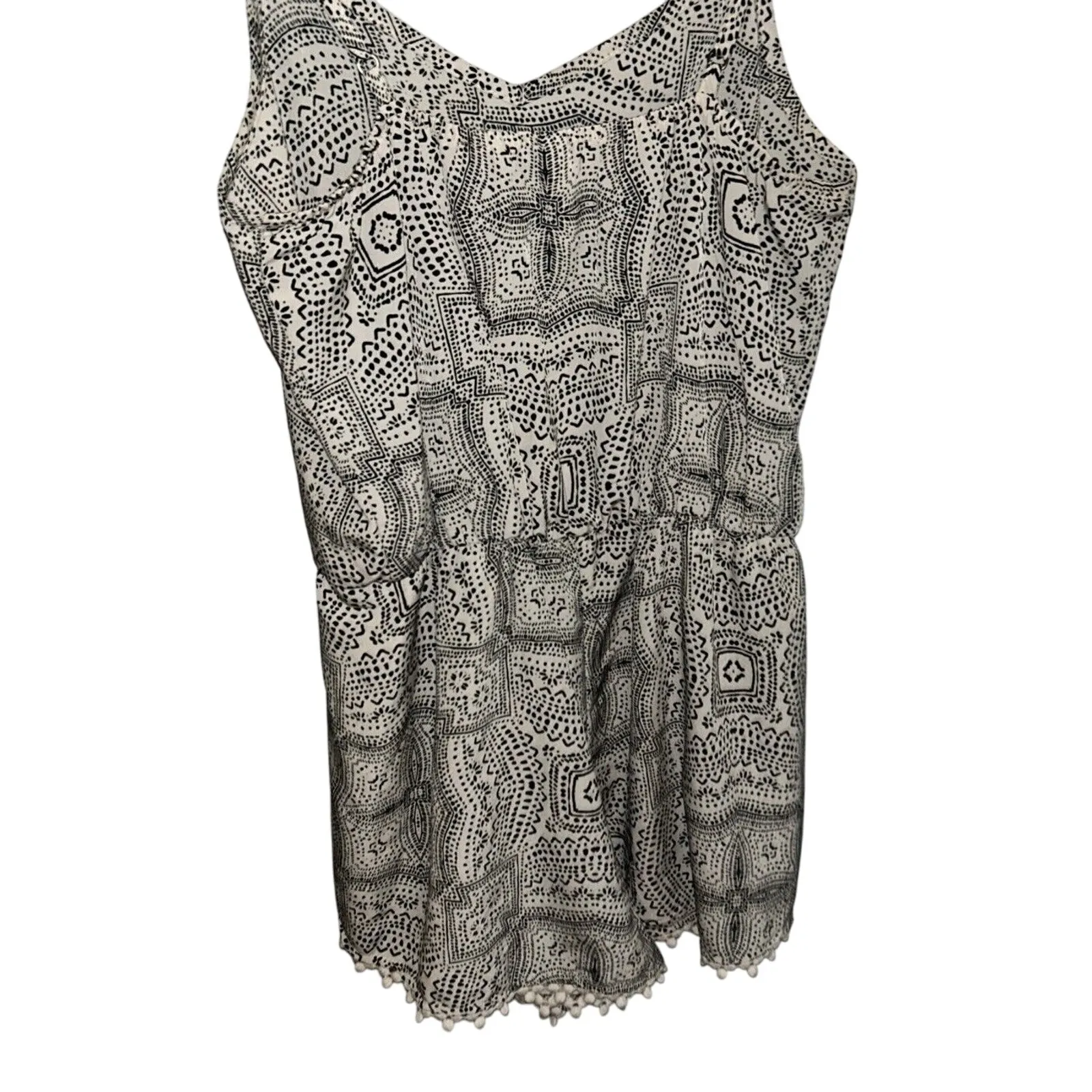 Xhilaration  Romper Small Aztec Pom Pom Adj Straps Resort Beach Pool Spring Break - Image 4