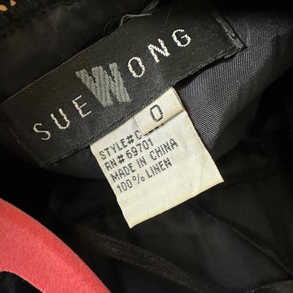 Vintage Sue Wong Linen Dress Embroidered Beaded Size 0 - Image 7