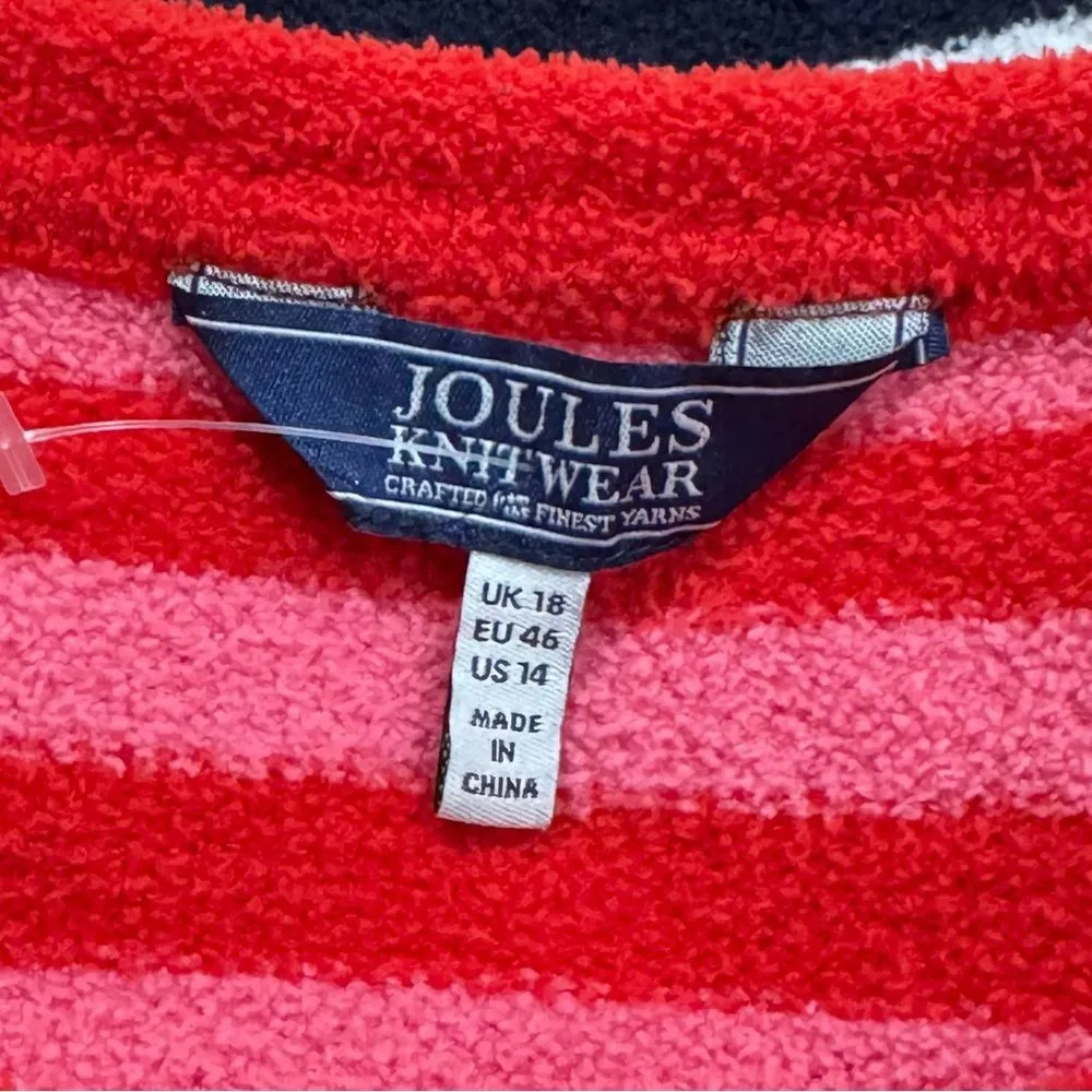 Joules Knitwear Seaport Red Multistriped Crewneck Sweater Women’s 14 - Image 5
