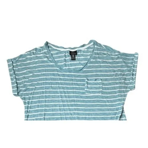 Oh Baby‎ by Motherhood Blue Stripe Jersey Distressed Maternity T-shirt XL Casual - Image 3