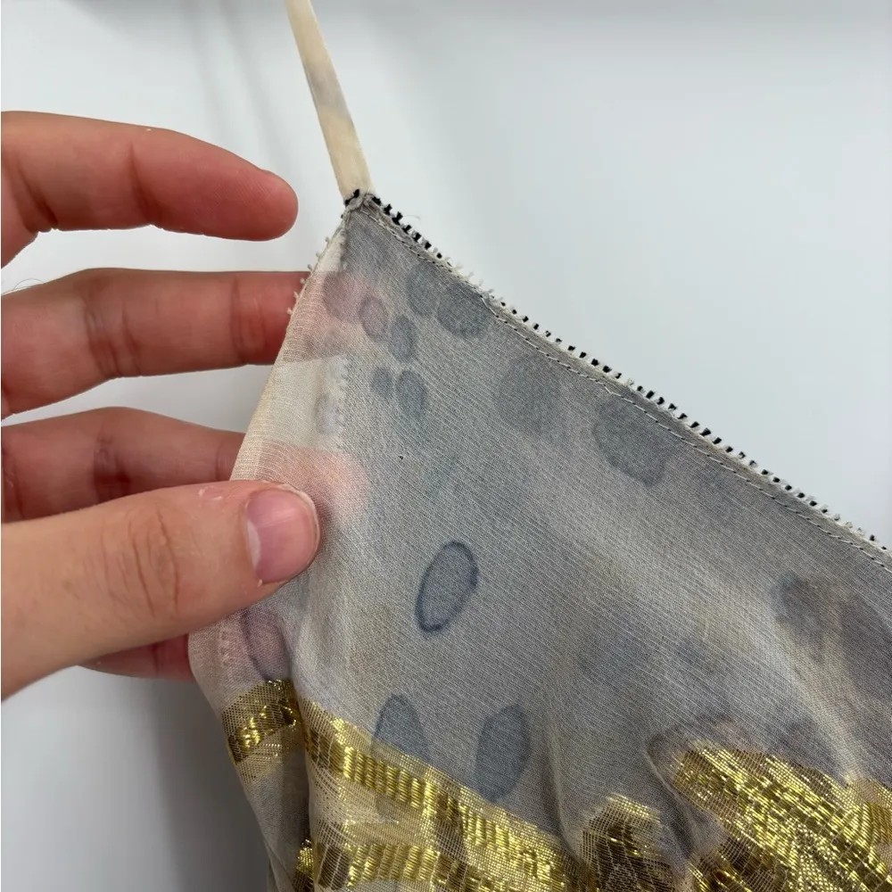 Vera wang lavender label silk boho coquette metallic floral evening dress xs 0 - Image 6