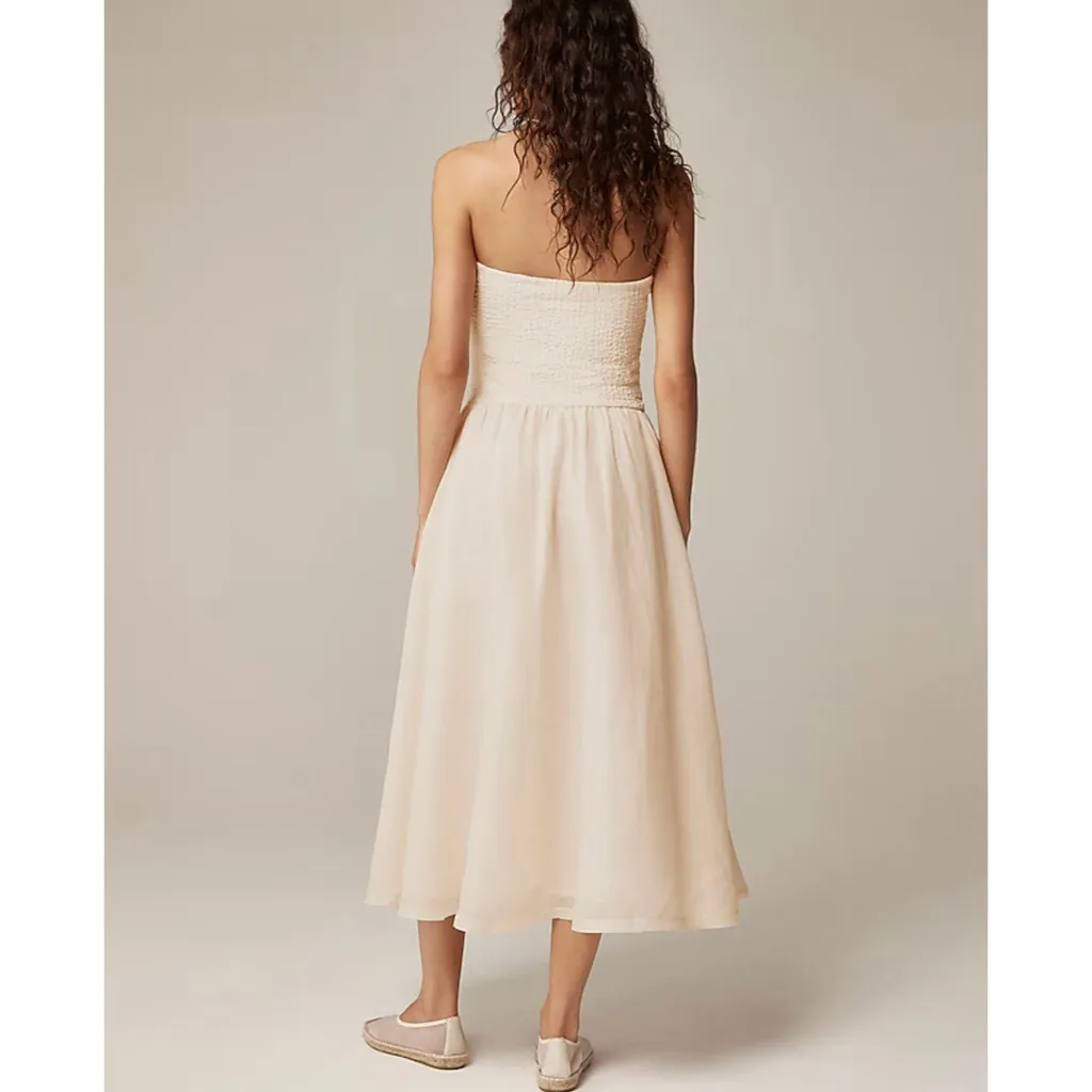 NWT J. Crew Strapless Mixy Dress Summer Linen Cream - Image 6
