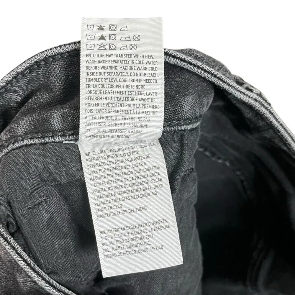 American Eagle Black Frayed Lace Midi AE Denim Jean Shorts Women’s Size 8 - Image 10