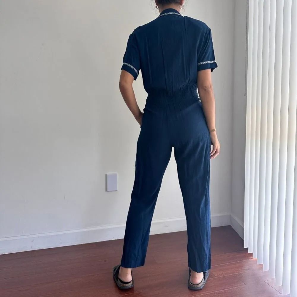 Vintage 80s nautical navy blue jumpsuit Blue Size 4 - Image 5
