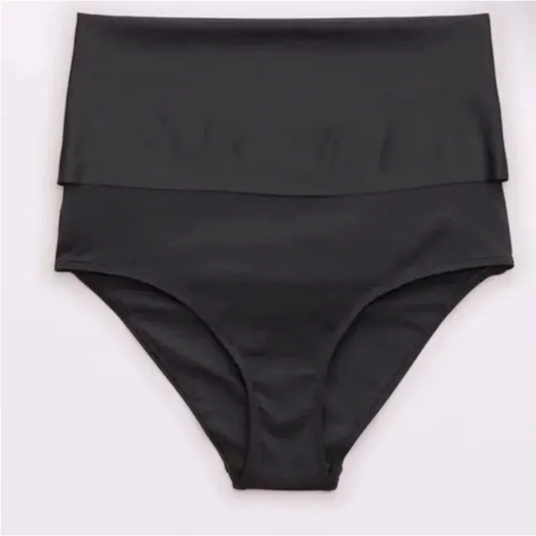 Aerie Adjustable Black Foldover Swim Bottoms Full Coverage Adjustable Like New - Image 6