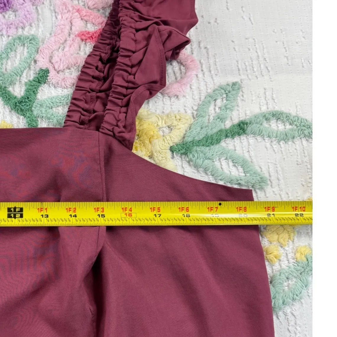 Torrid Maroon Smocked Ruffle Trim Crop Top Plus Size 2X 18-20 - Image 3