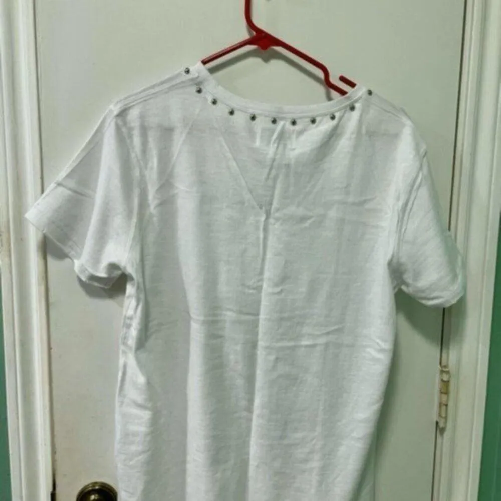 Current/Elliott Current Elliott shirt white with metal studs size 8 - Image 5