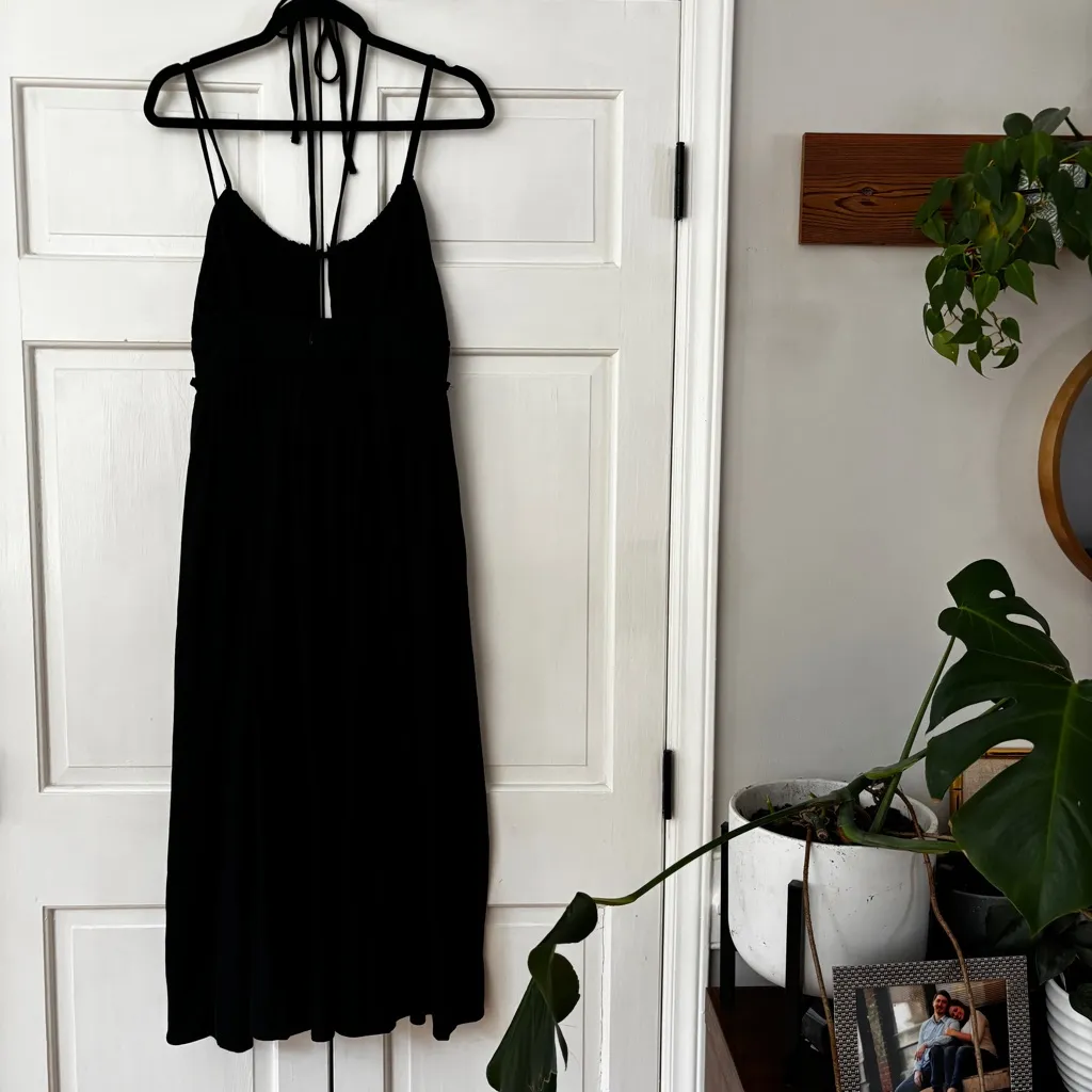 Ulla‎ Johnson Freya Cutout Cotton Jersey Dress Midi Black Tie-Neck Size 4 Small - Image 11