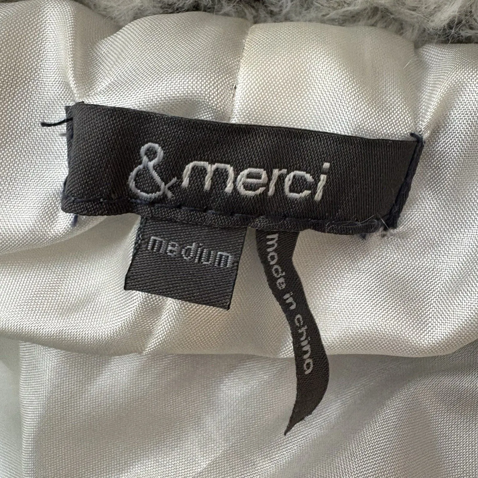 &Merci Soft Fuzzy Open Front Vest Cardigan Light Gray Grey Size Medium Womens - Image 5