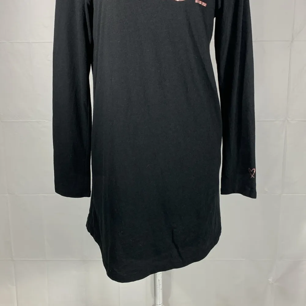 Victoria’s Secret Tease Black Nightshirt Pajama Top Long Sleeve Size Small - Image 3