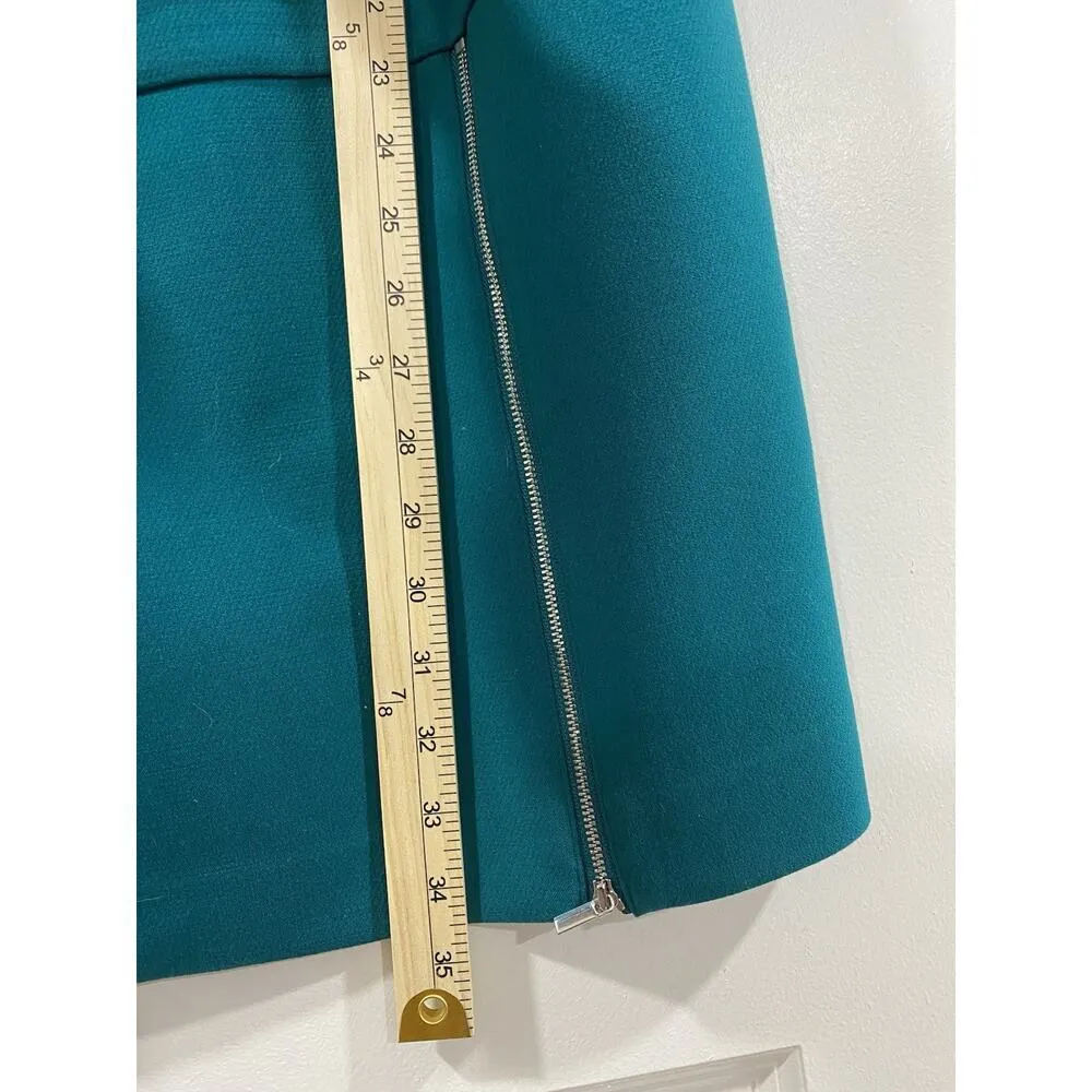 Ann Taylor Teal Drop Waist Dress 8 | 3/4 Sleeve Work Office Career Zip Skirt - Image 8