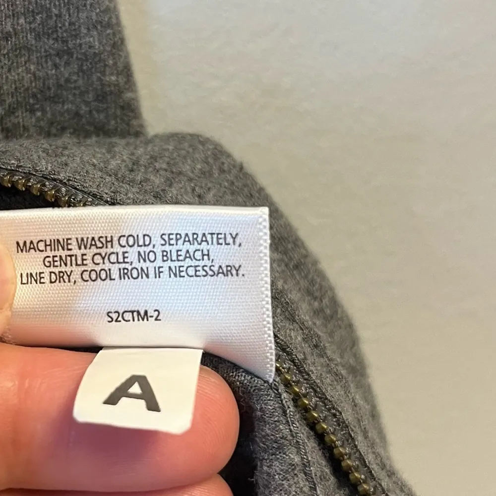 Eileen Fisher Hoodie Heathered Grey Zip Up Asymmetrical Hem Sweatshirt Sz M EUC - Image 12