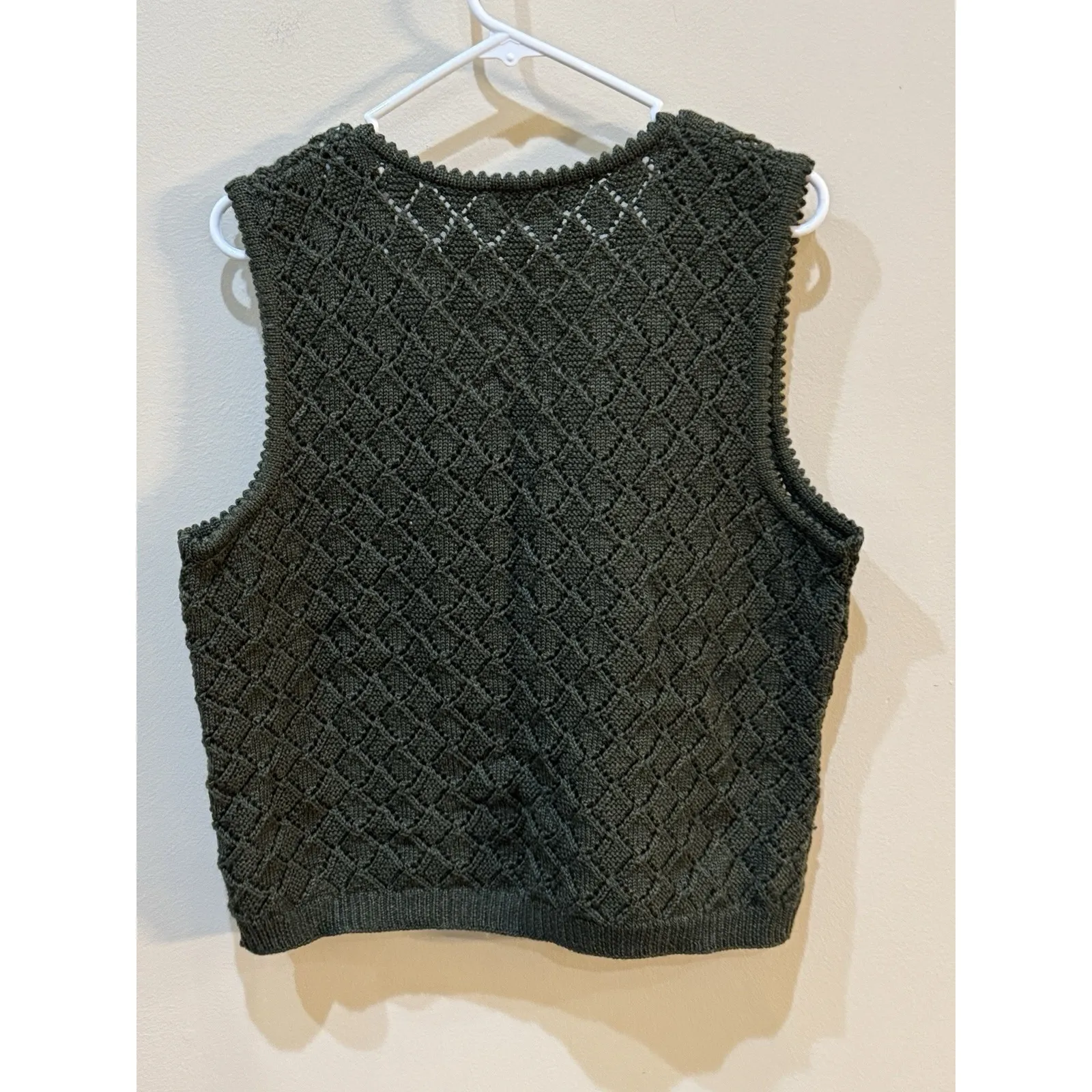 Astrifa Cardigan Sweater Size XL German Pure New Wool Solid Green Best Textured - Image 2