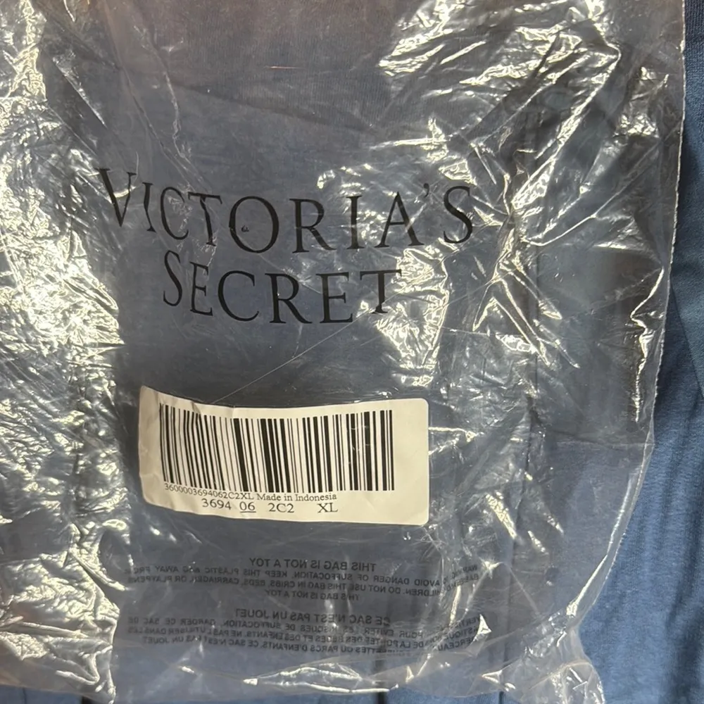 NIP Victoria’s Secret Denim Blue Pajama Satin Tie Jogger Pants Size XL - Image 7