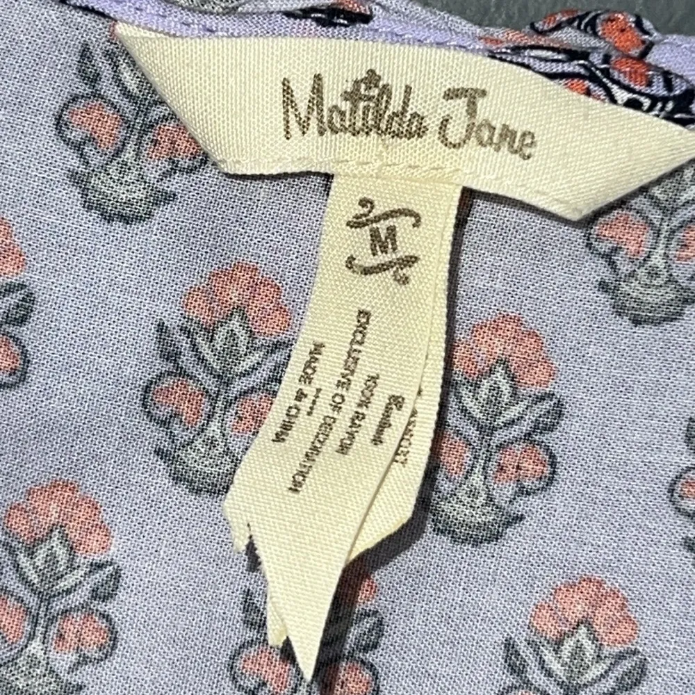 Matilda Jane sz medium pleated v-neck purple orange topiary blouse 3/4 sleeves - Image 8