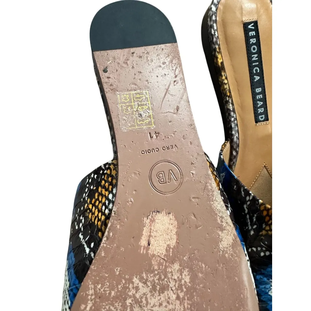 VERONICA BEARD Multicolor Snake Print Leather Mules Flats Size 41 / US 11 - Image 4