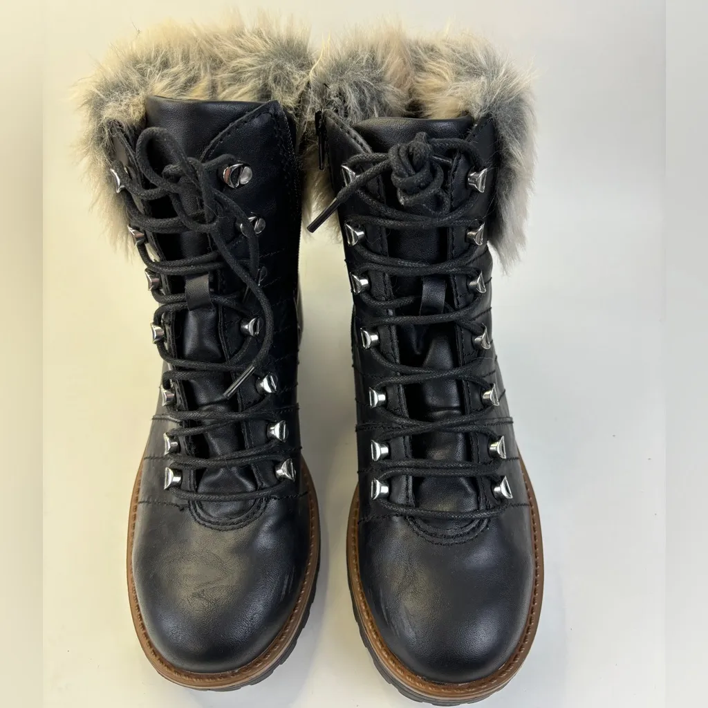 Kaari Blue  Katie Combat Boot~ Black~ with Fur Trim~ Size 8.5 - Image 2