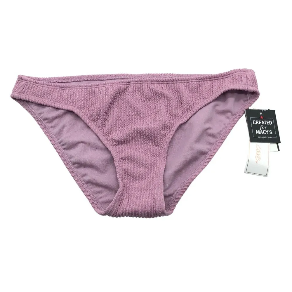 Salt + Cove Juniors Textured Hipster Bikini Bottoms Rib Dusty Violet Purple M Size undefined - Image 3