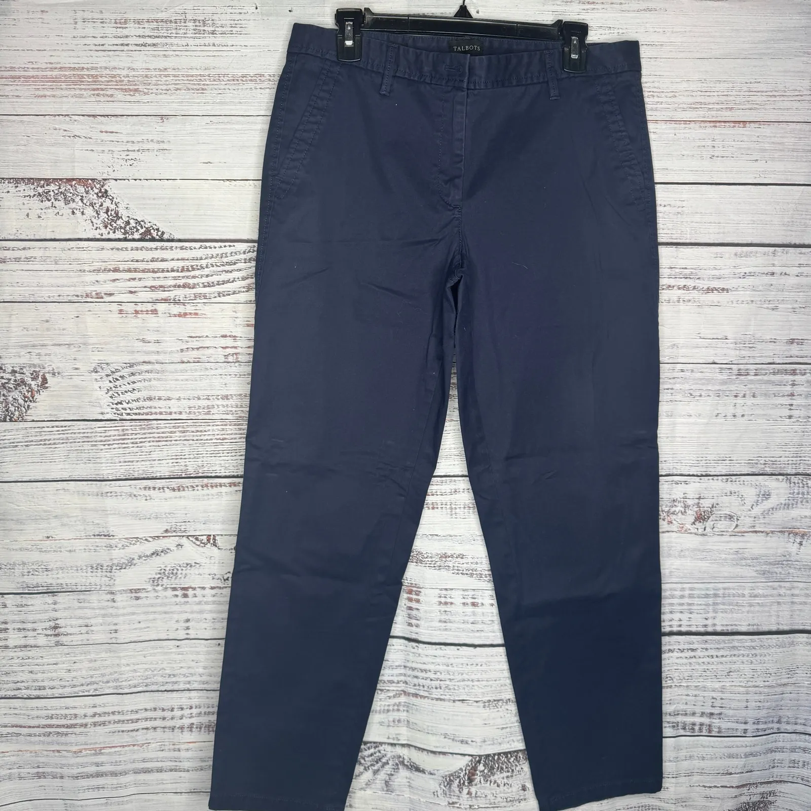 Talbots Women's Relaxed Chino Slacks Navy Blue 8 - Image 2