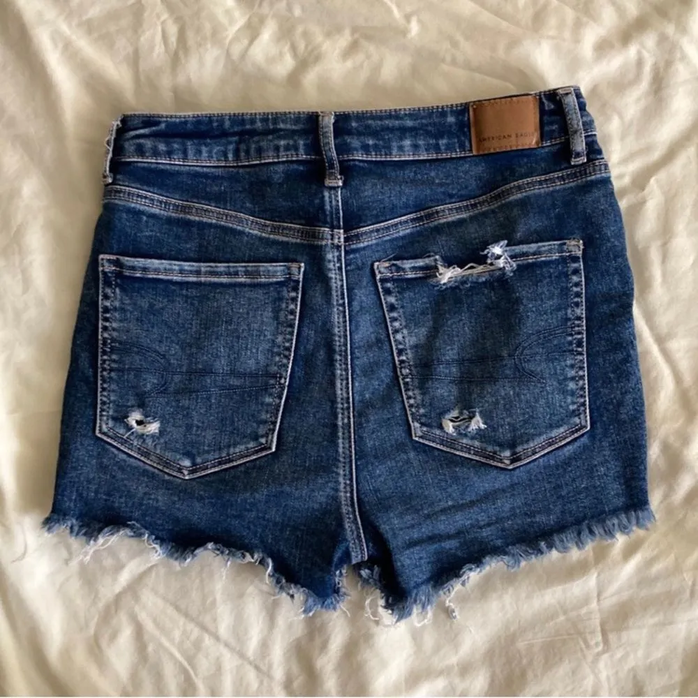 American Eagle High V-Rise Shortie Jean Shorts Next Level Stretch Size 6 Pockets - Image 9