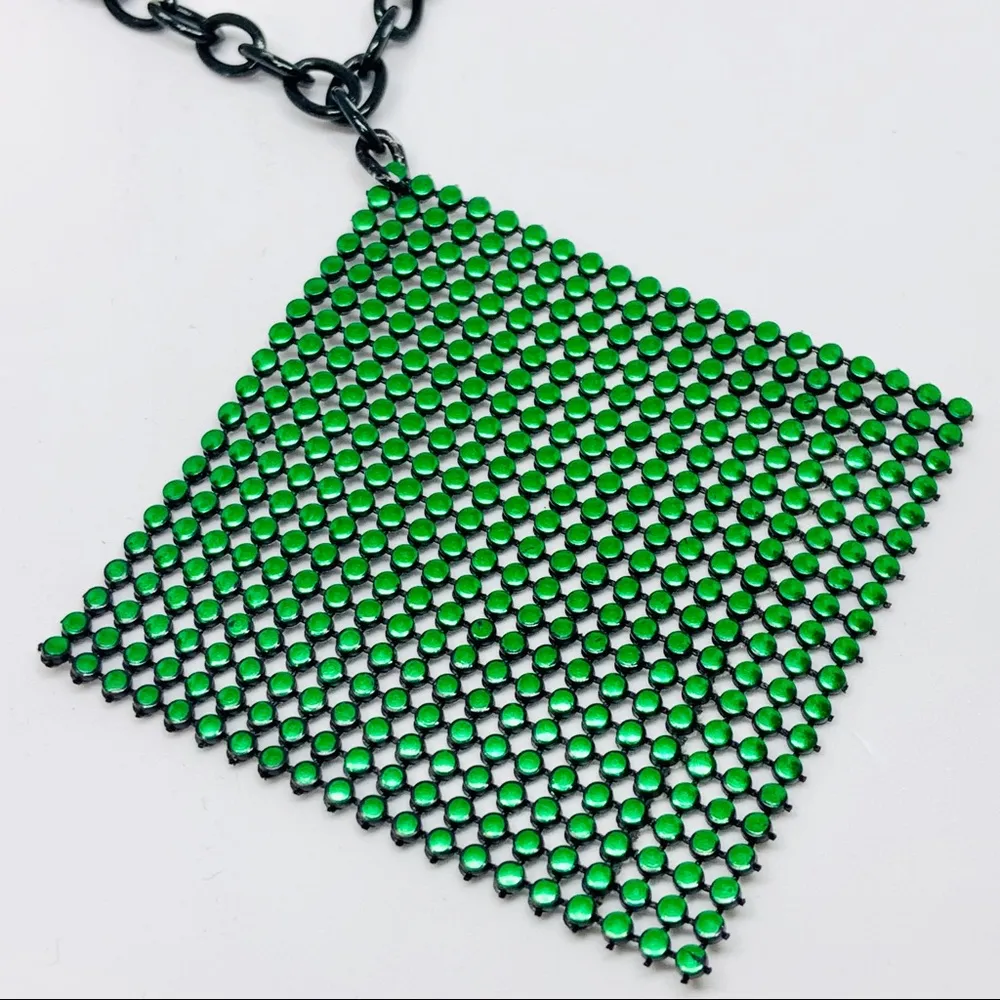 Rave Green Square E girl Punk Necklace New - Image 5