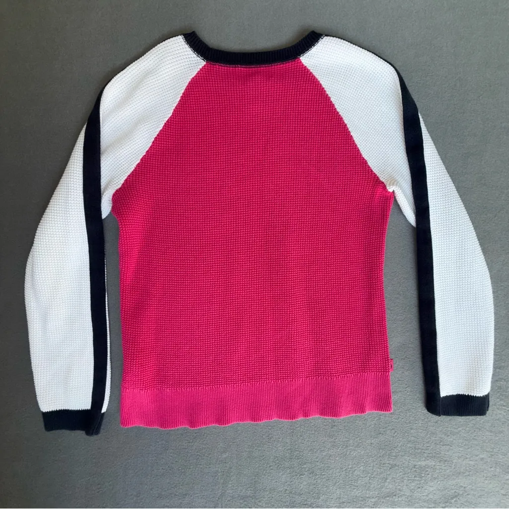 L-RL‎ Lauren Active Ralph Lauren Pink Waffle knit Sweater  XL Cotton Preppy Y2K - Image 8