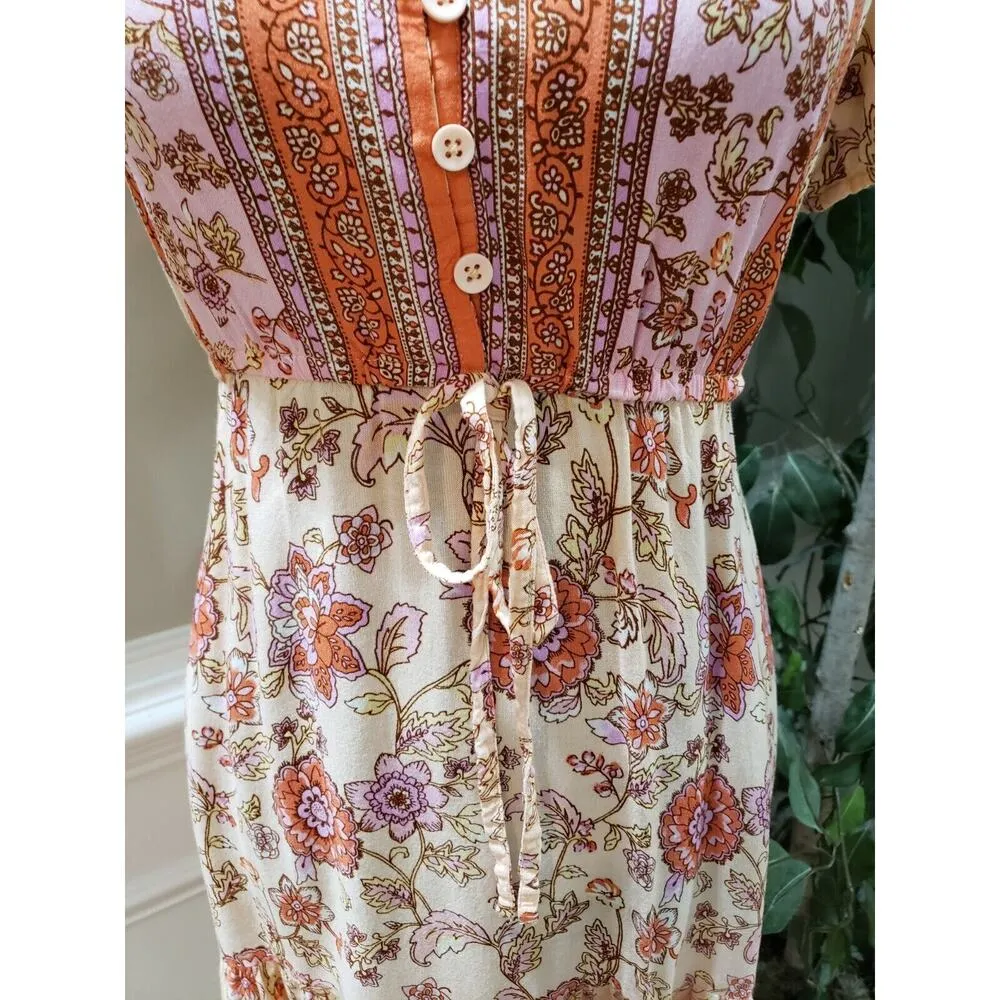 Violet Skies Women's Beige Floral Rayon V - Image 3