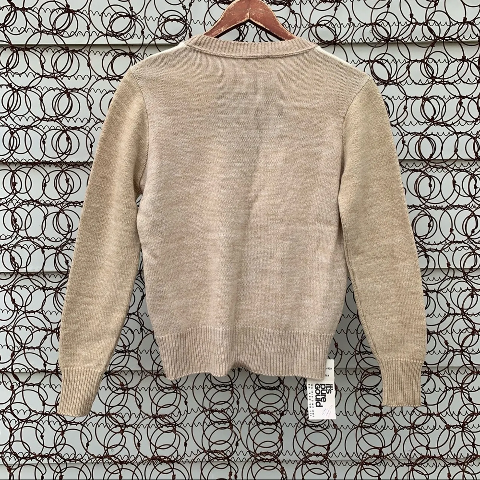 Vintage 50s Deadstock It’s Pure Gould argyle diamond sweater SMALL? Tan - Image 5