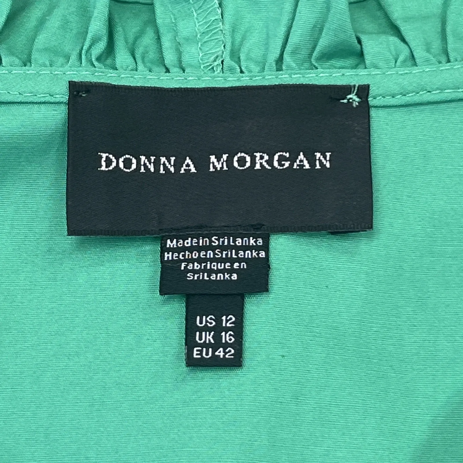 Donna Morgan Babydoll Tiered Midi Dress Sz 12 Green Cottagecore Ruffle Coquette - Image 3