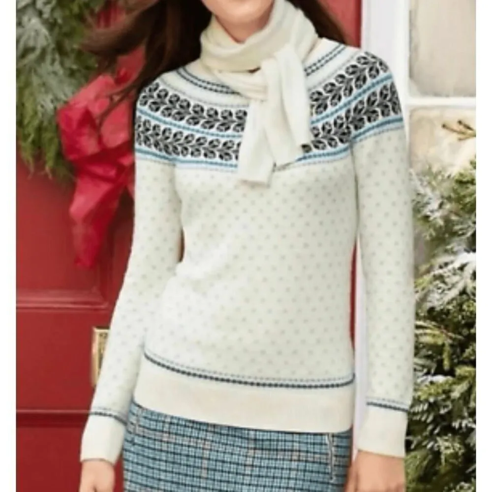 Talbots Tulip fairisle Nordic wool blend sweater large - Image 2