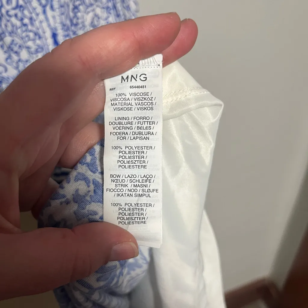 Mango Blue and White Long Sleeve Dress - Image 5