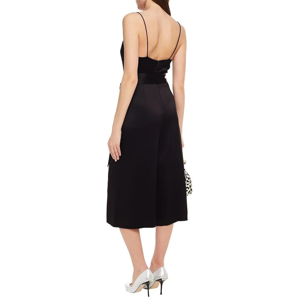 Alice + Olivia Black Stain Harmon Cropped Belted Wide Leg Jumpsuit Size 8 - Image 2