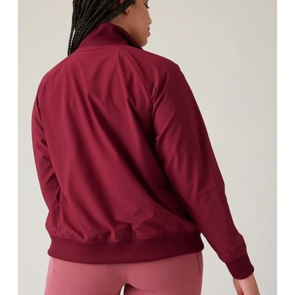 Athleta L Brooklyn Bomber Jacket Cranberry Coffee Red Size Large - Image 2