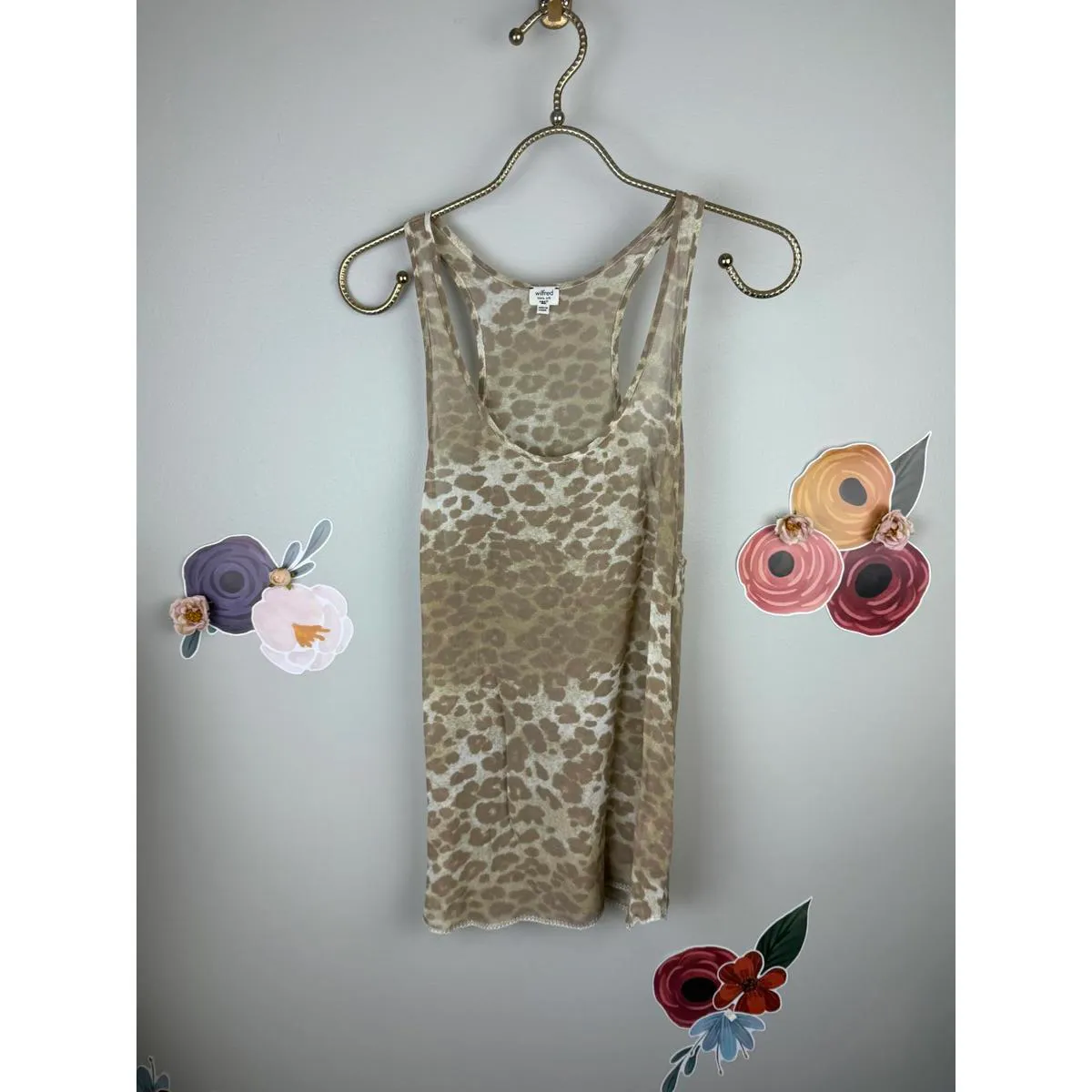 Wilfred by Aritzia 100% Silk Neutral Cheetah Tank - Size - Small - Image 5