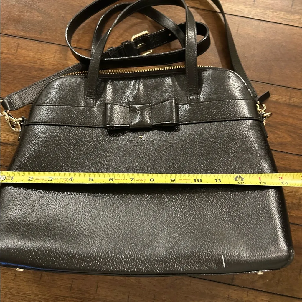 Kate Spade New York Black Bow Saffiano Leather Julita Kirk Park Satchel Bag - Image 5