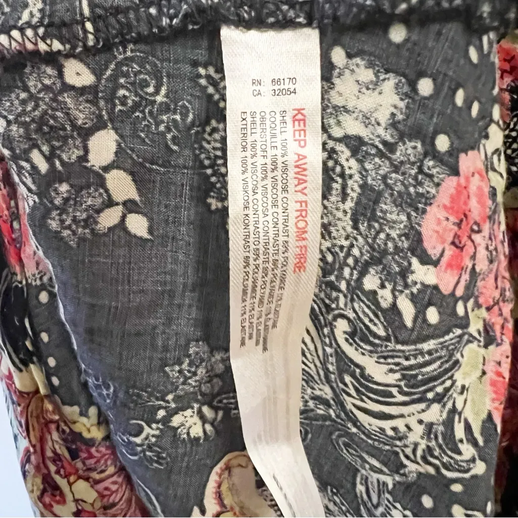 Free People Intimately Black Lace Mini Slip Dress Pink Floral Print Small - Image 9