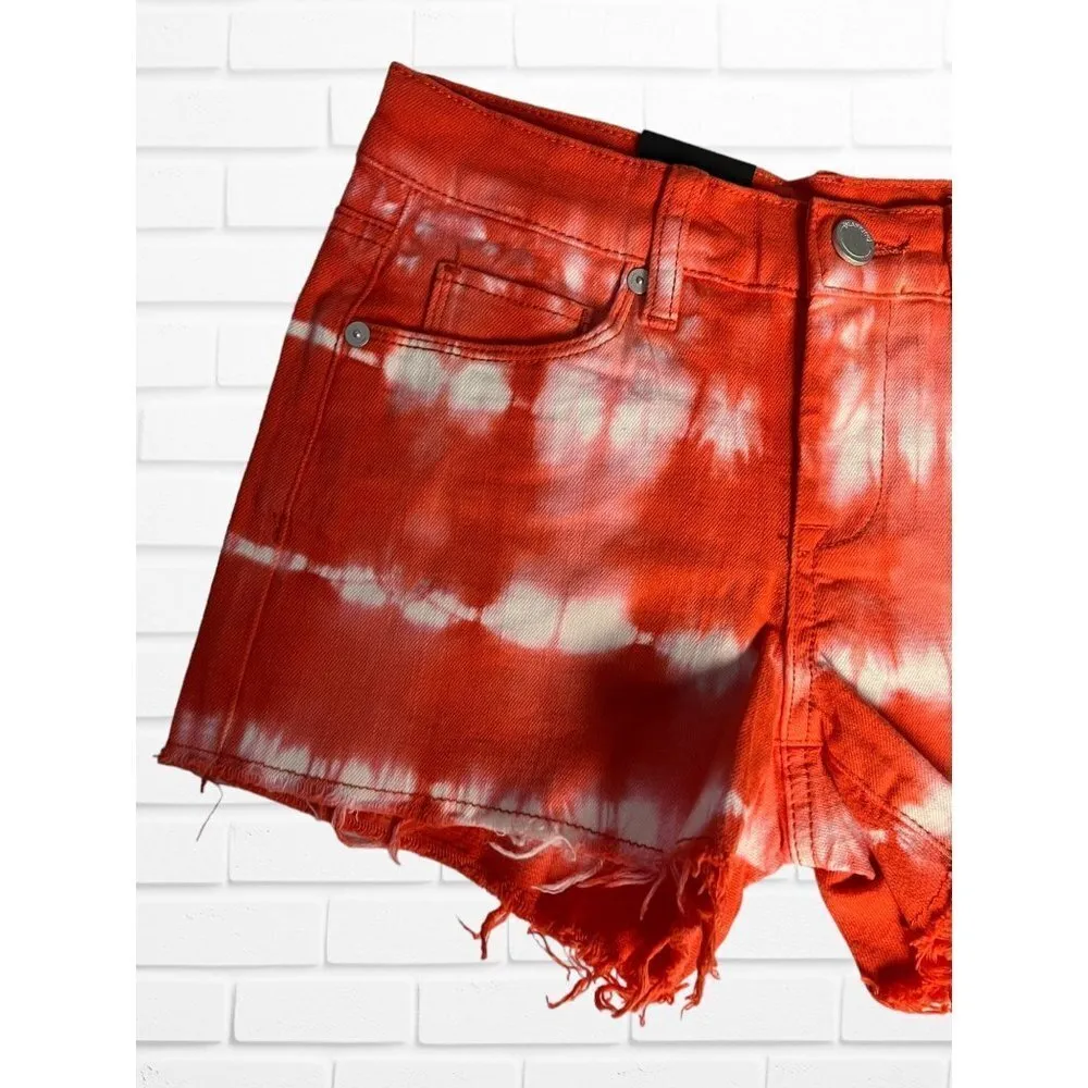 BLANK NYC Shorts Women's Size 24 The Essex Classic Cut-Off Shorts Tie Dye Orange - Image 2