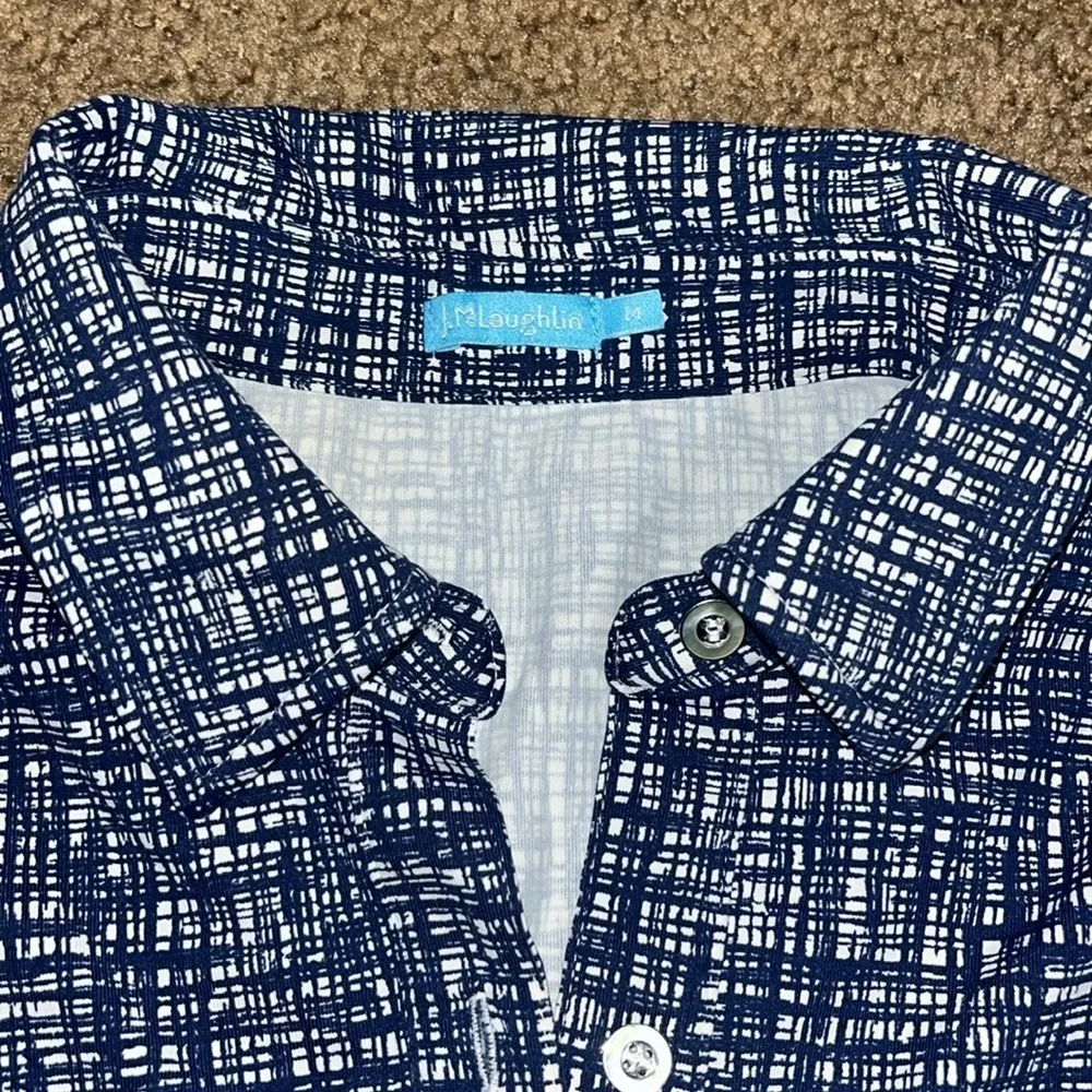 J. McLaughlin  Dolly Sleeveless Collared Button Front Dress Blue Windowpane‎ M - Image 6