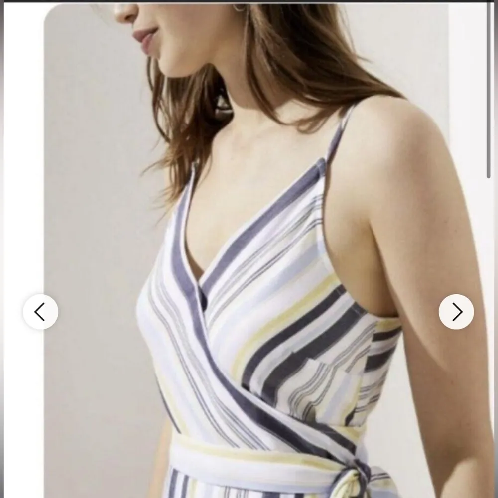 NWT Striped Loft Wrap Mini Dress Size 6 100% Rayon white blue and yellow stripes - Image 3