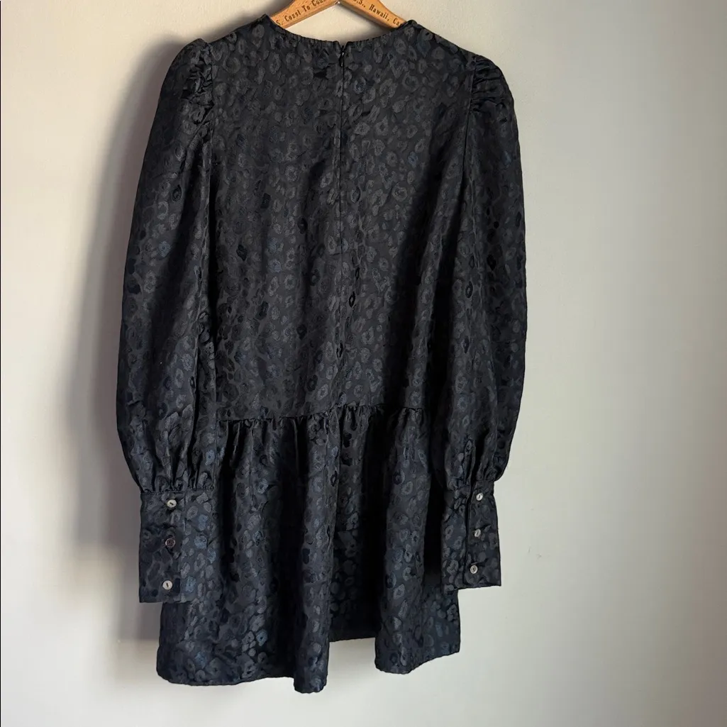 Never Fully Dressed Navy Leopard Jacquard Mini Dress 4 Blue - Image 5