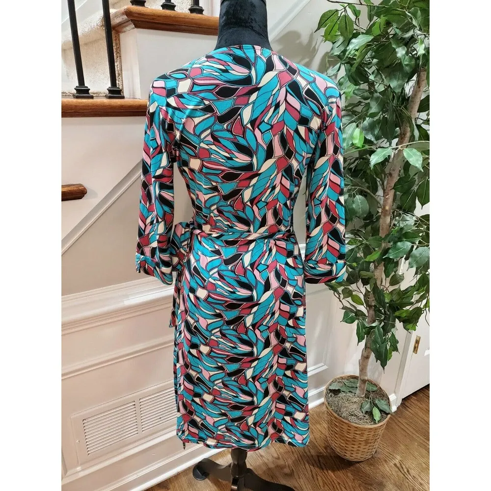 Tempo Paris Women's Multicolor Polyester V-Neck Long Sleeve Knee Length Dress - Image 8