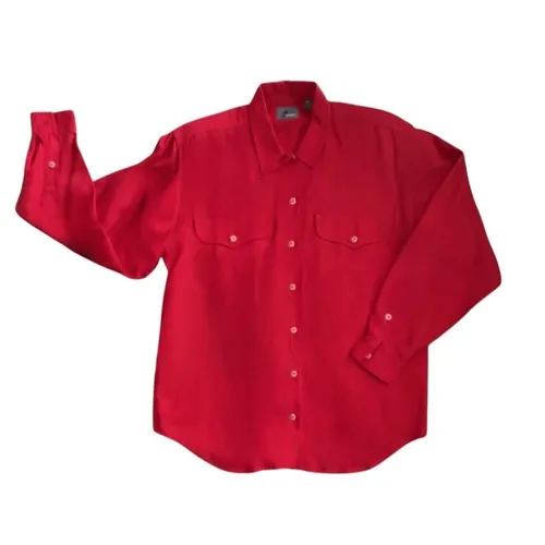 Lizwear Red Button Down Pocket Shirt Size S Rayon Long Sleeve Classic Fit - Image 2