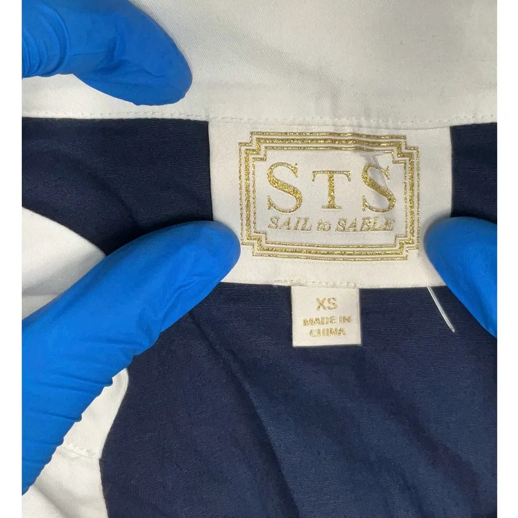 Sail to Sable Colorblock Dress Navy Blue & White V-Neckline Sleeveless Size XS - Image 2