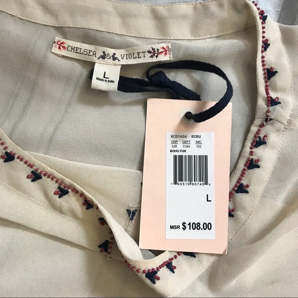 Chelsea & Violet Beaded Fringe Top - Size L - NWT - Image 5