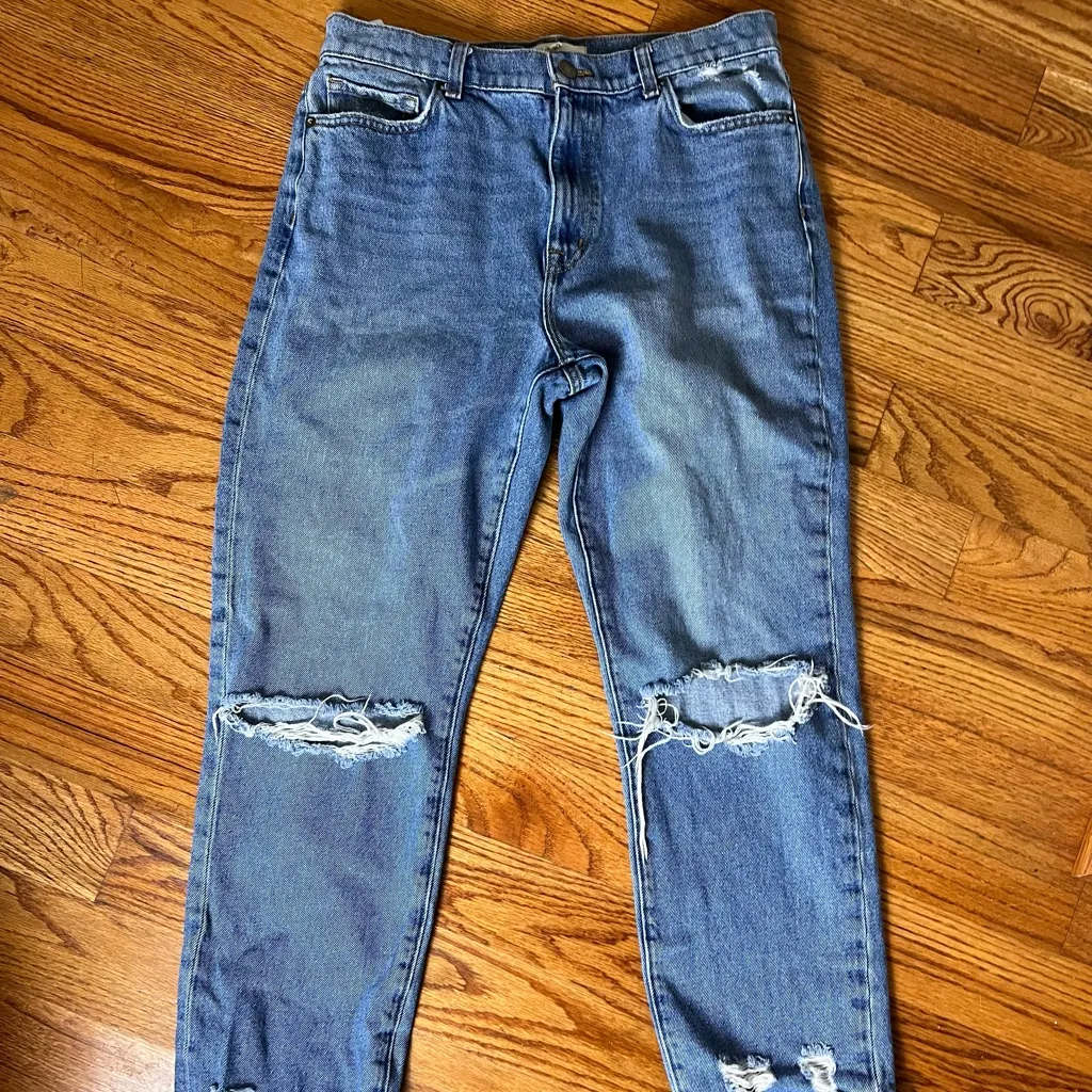 Current/Elliott Boyfriend Distressed Blue Jeans - Image 6