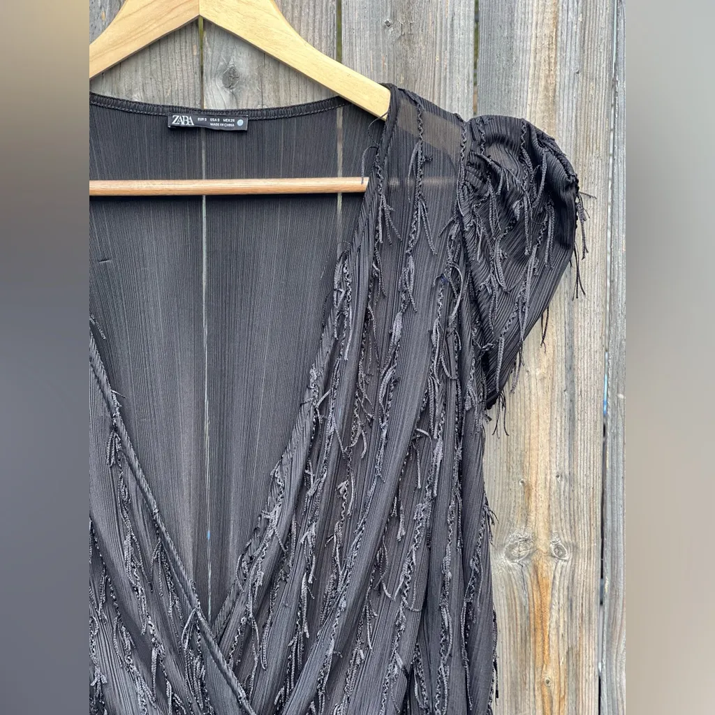 Zara Women’s Black Fringed Bodysuit Top - Image 4